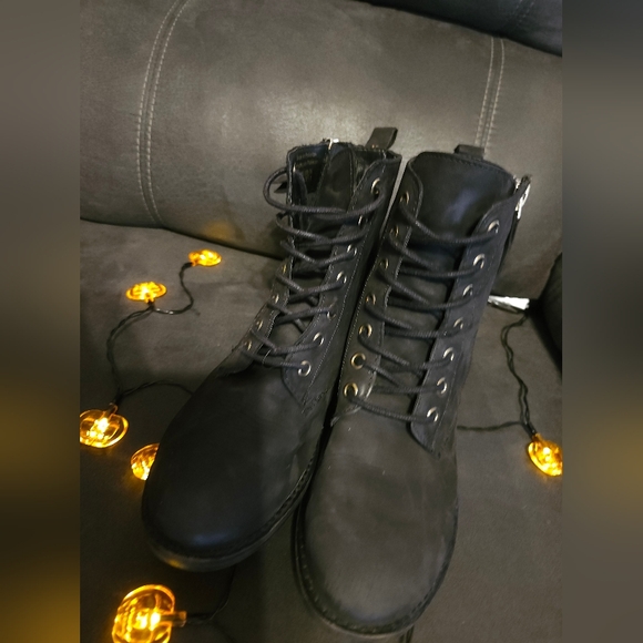 ALDO Black Microfiber Suede Lace Up zipper Boots sz6.5 - Picture 4 of 9